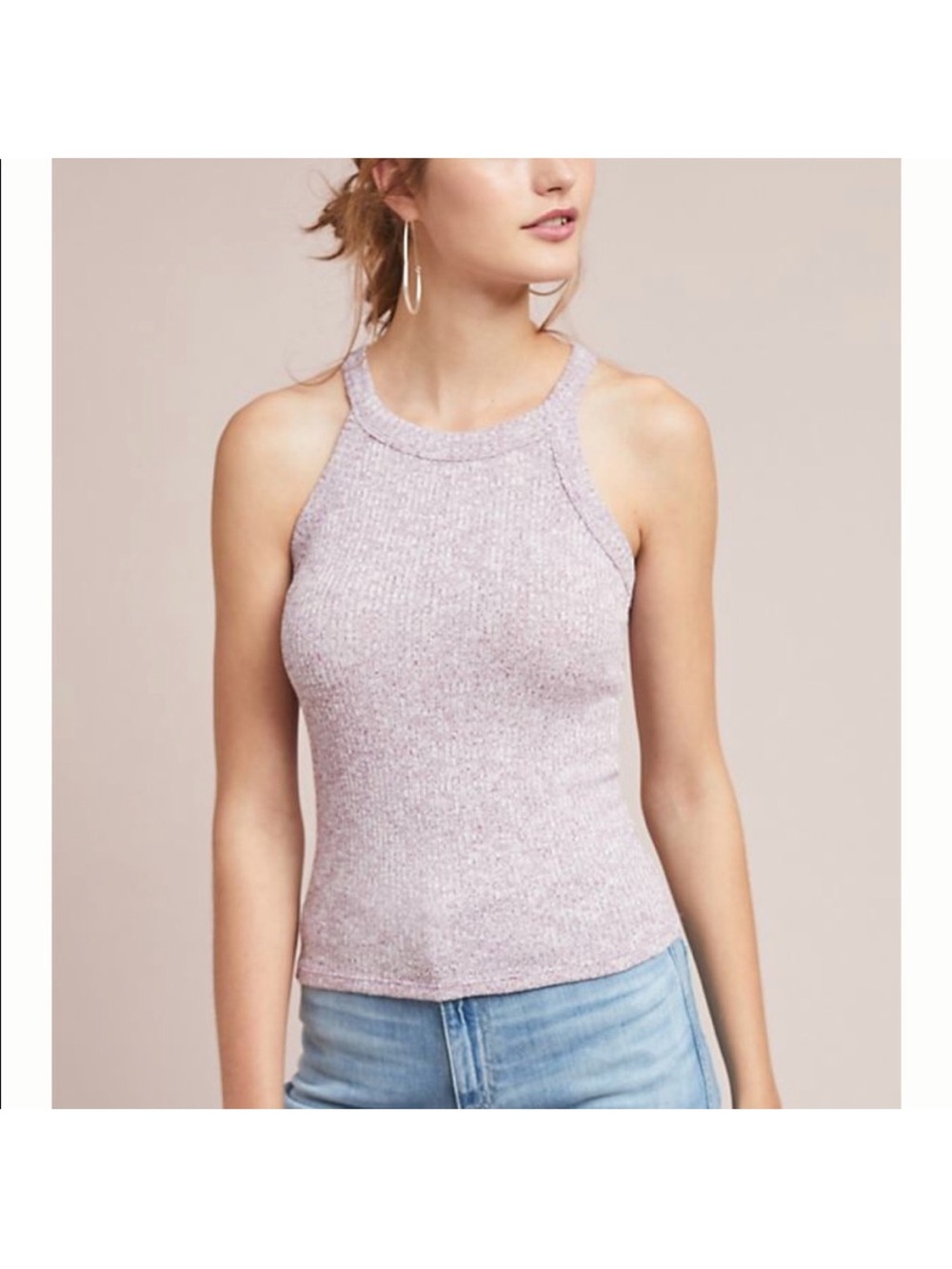 Maeve Sleeveless Heathered Lilac Knit Tank Top